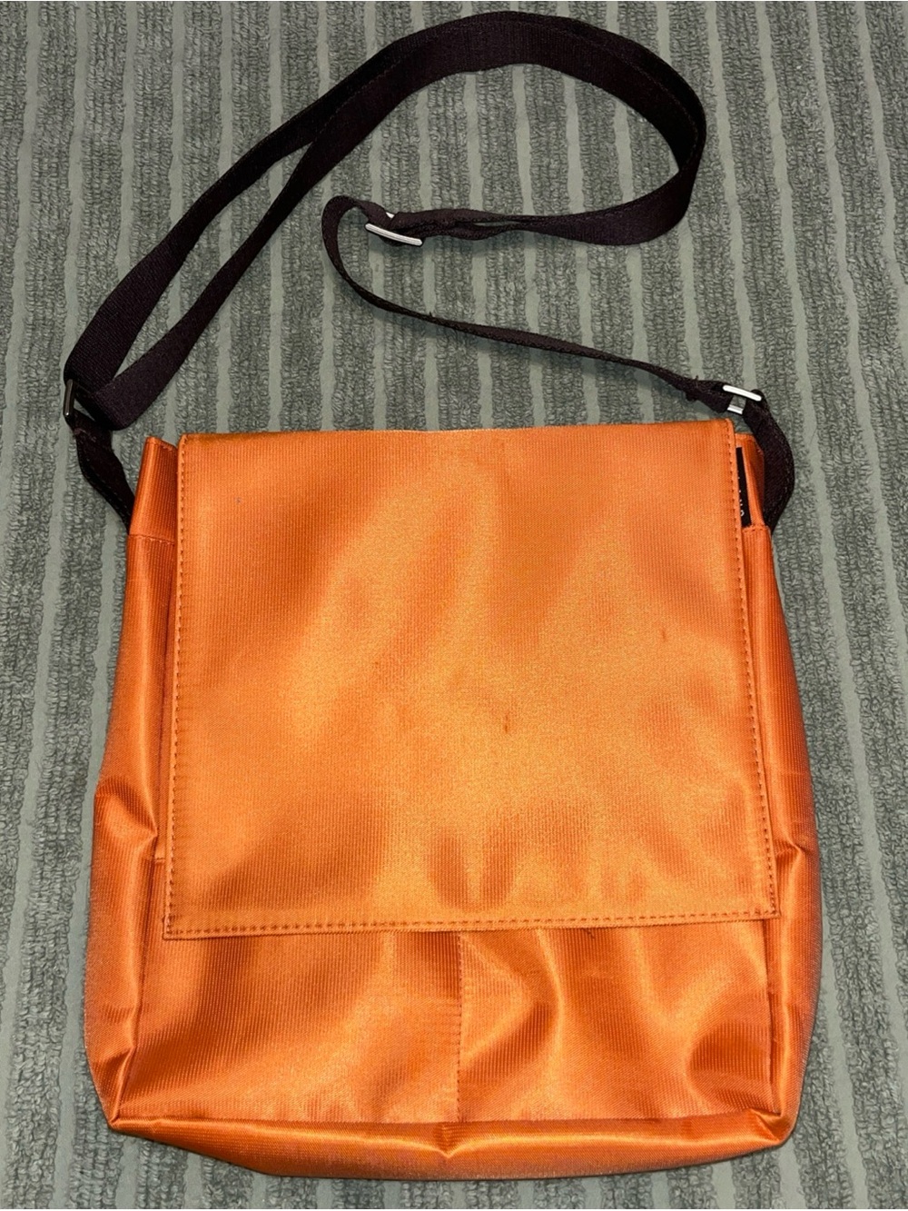 Milano Orange Messenger Crossbody Bag with Dark brown Strap